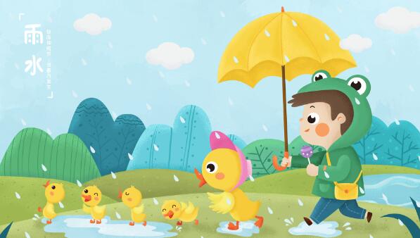 关于雨水节气的图片素材 24节气雨水儿童画图