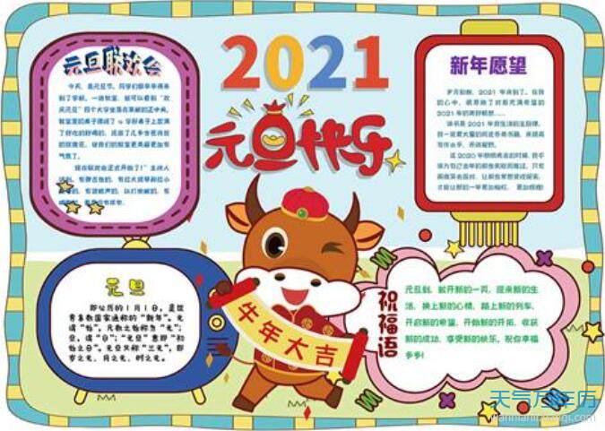 2021手抄报,2021年板报 迎接元旦展望2021手抄报 2021元旦手抄报简单又漂亮