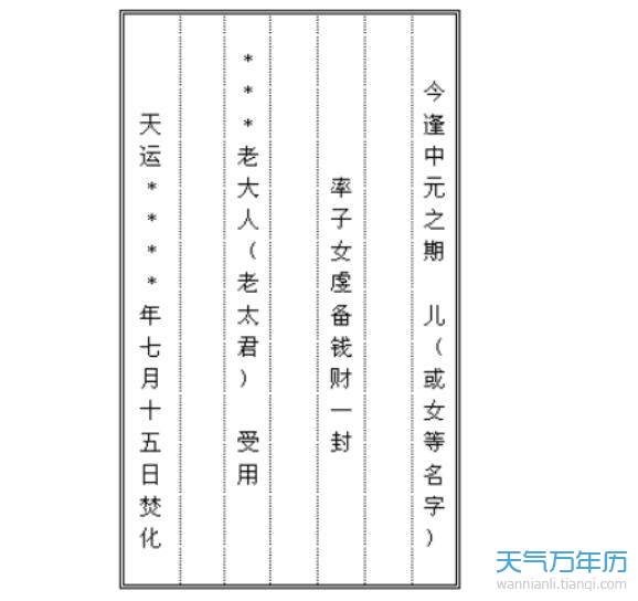 是中元节,是要祭祖烧包袱的日子,不过现在很多年轻人不知道冥包怎么写