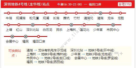 2021深圳地铁4号线路图深圳地铁4号线站点图及运营时间表