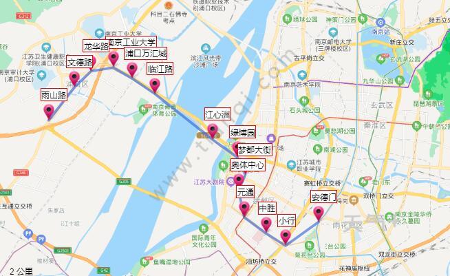 据2021南京地铁10号线路图显示,它途经浦口区,建邺区,雨花台区等繁华