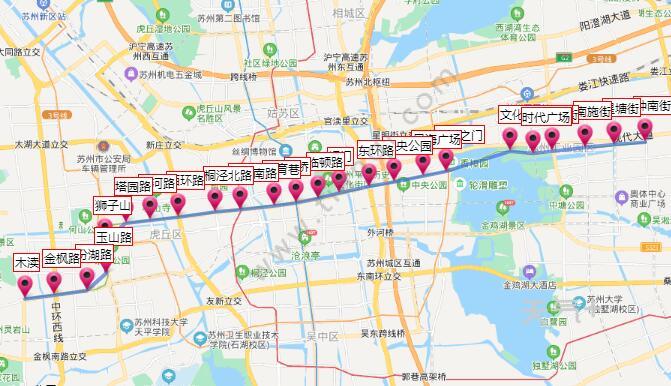 据2021苏州地铁1号线路图显示,线路起于吴中区的木渎站,途