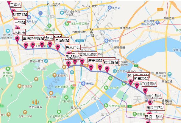2021杭州地铁2号线路图 杭州地铁2号线站点图及运营时间