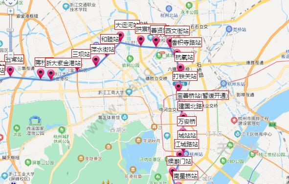 杭州地铁5号线比较年轻的地铁线,据2021杭州地铁5号线路图显示