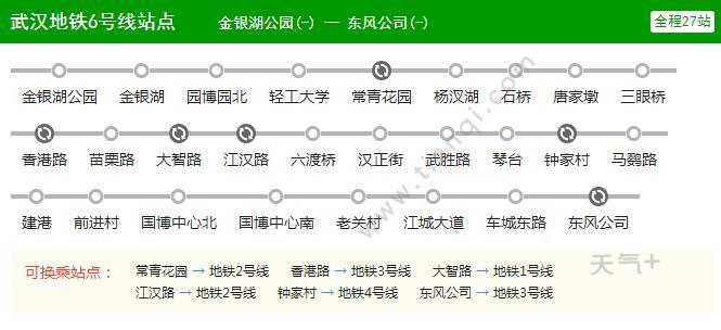 2021武汉地铁6号线路图武汉地铁6号线站点图及运营时间