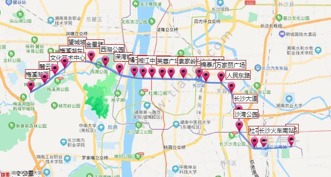 2021长沙地铁2号线路图 长沙地铁2号线站点图及运营时间