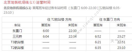 2021北京地铁机场线路图 北京地铁机场平线站点图及运营时间表