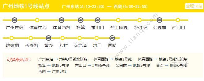 2021广州地铁1号线路图 广州地铁1号线站点图及运营时间表