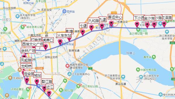 2021杭州地铁1号线路图显示,杭州地铁1号线是萧山国际机场站(机场主线