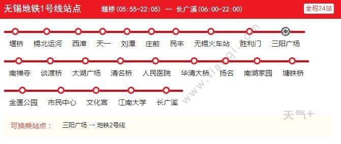 2021无锡地铁1号线路图 无锡地铁1号线站点图及运营时间