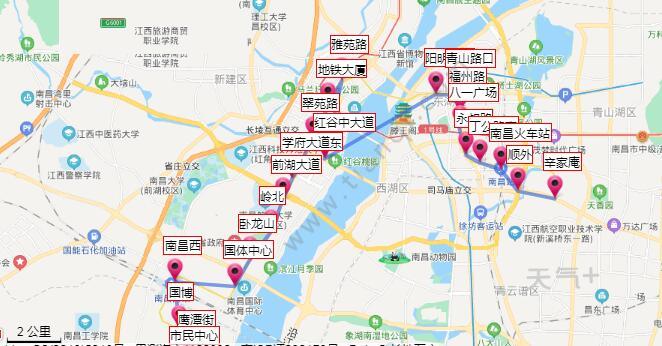 2021南昌地铁2号线路图 南昌地铁2号线站点图及运营时间