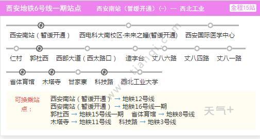 2021西安地铁6号线路图西安地铁6号线站点图及运营时间