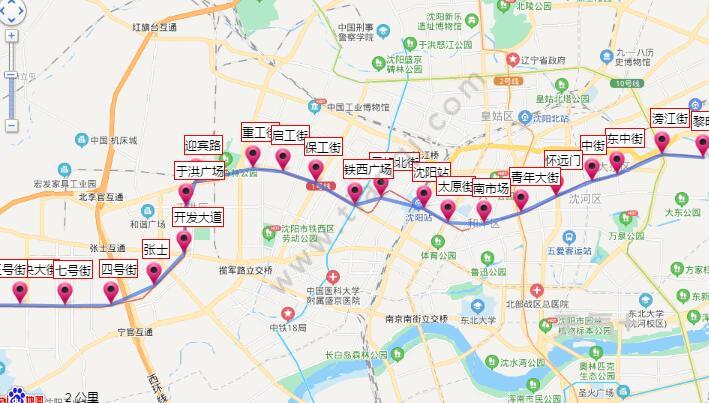 2021沈阳地铁1号线路图 沈阳地铁1号线站点图及运营时间