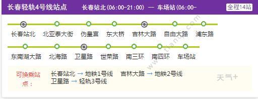 2021长春地铁4号线路图 长春地铁4号线站点图及运营时间