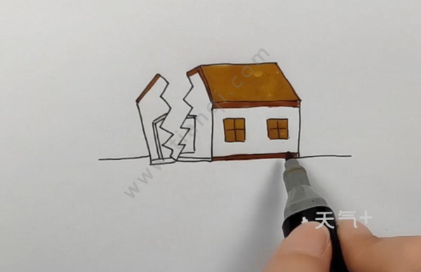 儿童画地震怎么画 简单画倒塌的房子