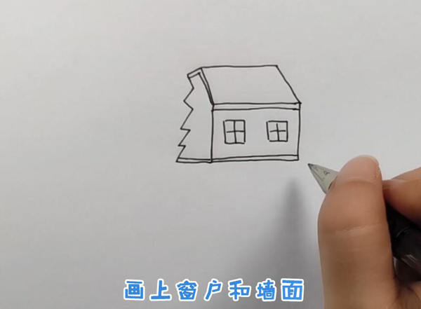 儿童画地震怎么画 简单画倒塌的房子