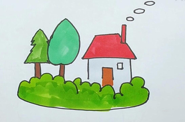 画一幅绿色家园的画 绿色家园儿童画简笔画