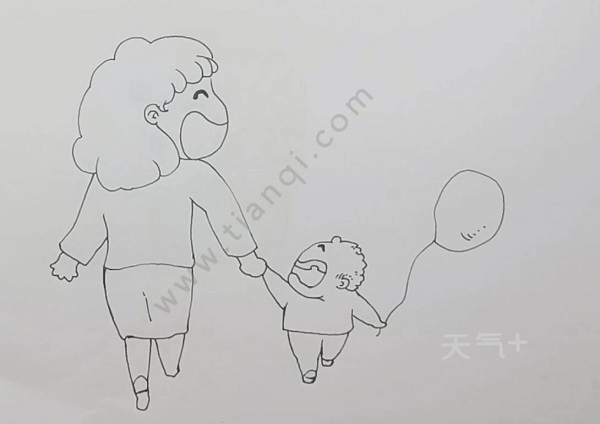 简单的亲子绘画怎么画 母亲和孩子的简笔画