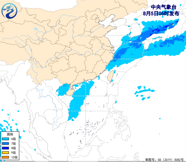 我国近海海域风力活跃 未来三天多海域持续 5~7 级风