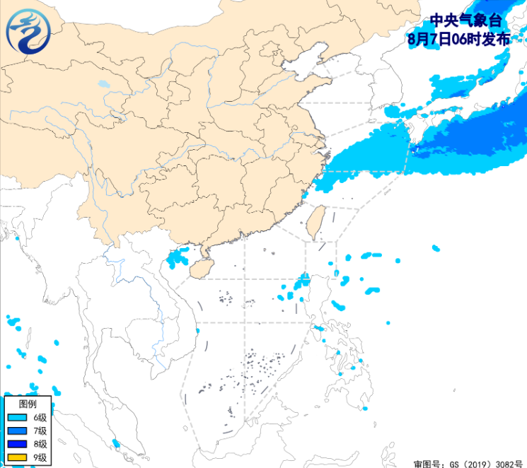 海洋天气:近海海域将现 6~8 级风