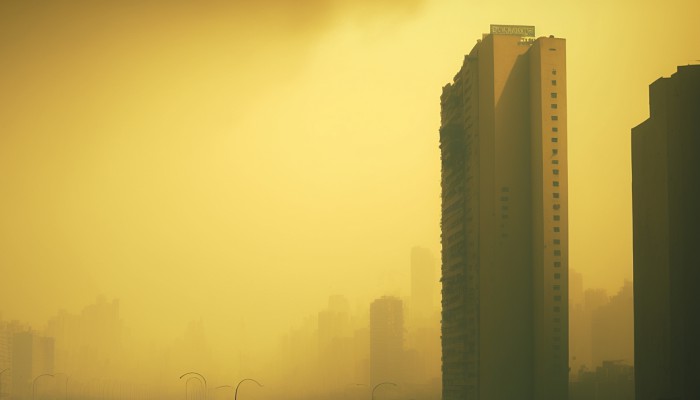 哈尔滨被沙尘暴笼罩天昏黄 已发布沙尘暴黄色预警
