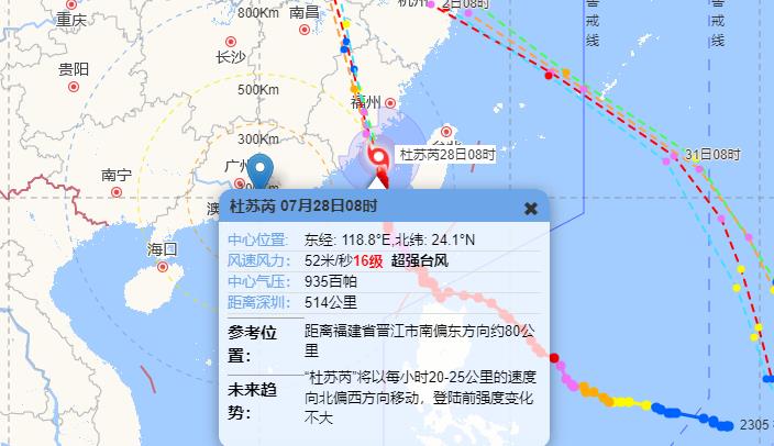台风杜苏芮最新路径图 台风“杜苏芮”将在厦门到惠安一带沿海登陆
