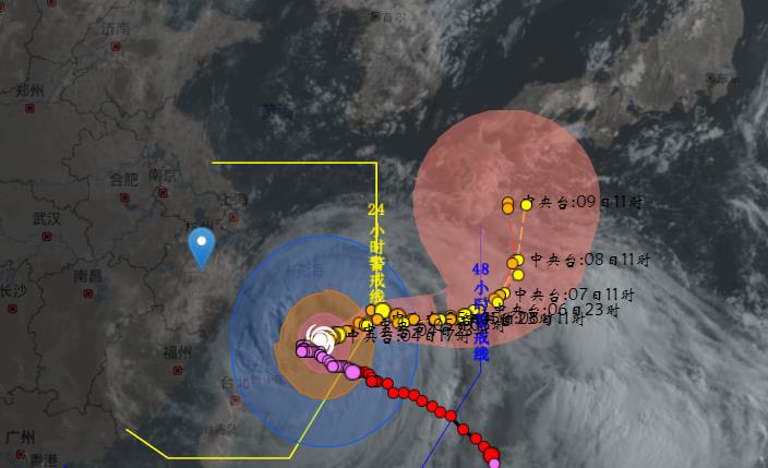 浙江台风网台风实时路径图2023 “卡努”已转向东北方向