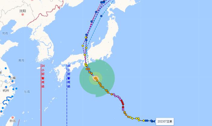 温州台风网台风2023实时路径图 台风“兰恩”明日将登陆日本本州岛南部沿海 