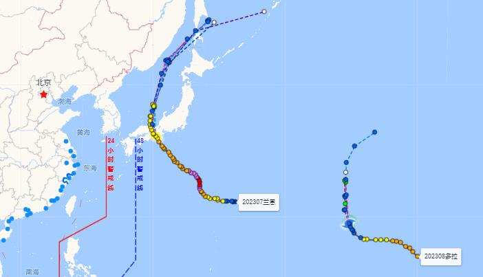 2023温州台风网台风实时路径图 兰恩今天傍晚到夜间将移入日本海