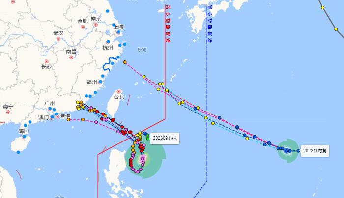 2023温州台风网台风实时路径图 台风海葵去日本可能性不小