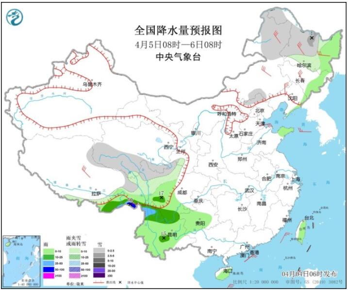 清明假期第2天青藏西藏等地有雨雪天气 东海南海等海域有大风