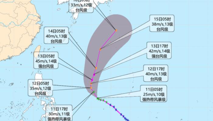 2022一号台风马勒卡最新发展路径消息：已达10级仍会继续加强