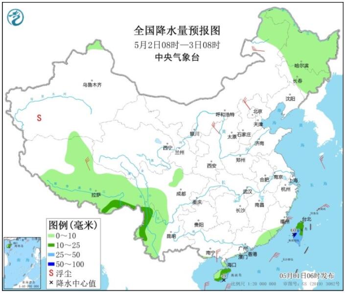 五一假期第二天江南华南等地有降雨 东北内蒙古等地有小雨或雨夹雪