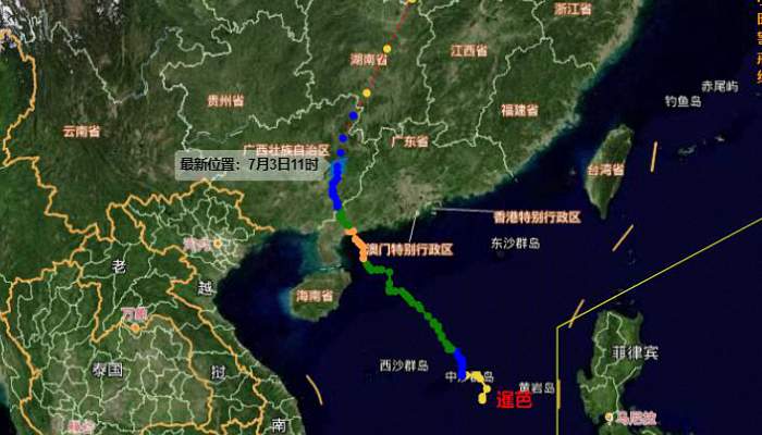 3号台风最新消息今天 台风暹芭强度减弱4日白天移入湖南