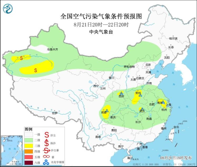 8月22日环境气象预报：长三角四川盆地等辐射强利于臭氧生成