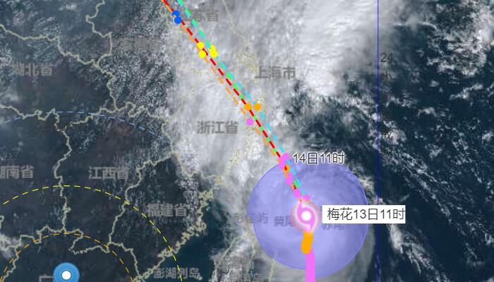 上海台风网台风梅花最新消息今天 上海处于台风危险半圆