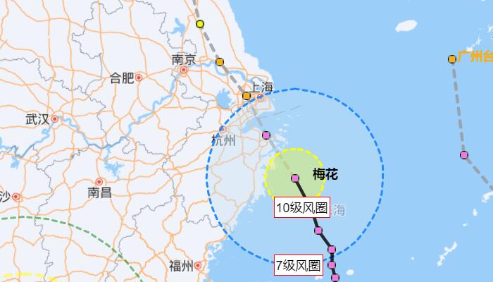 杭州台风最新消息2022年9月台风 台风梅花傍晚前后在浙江沿海登陆