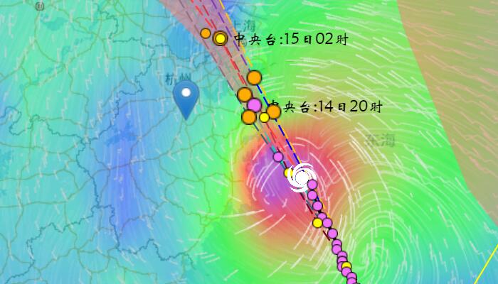 12号台风梅花实时路径图发布系统 江浙沪风雨今天进入最强时段