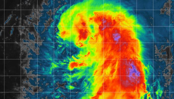 17号台风玫瑰路径实时发布系统云图：云系正逐渐趋向均匀