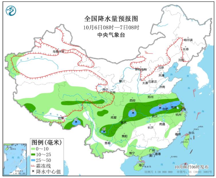 国庆第6天四川江汉等地有降雨 华北东北等地有雨雪天气