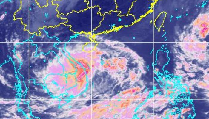 台风桑卡路径实时发布系统卫星云图（持续更新）：云系比较浓密大部覆盖越南