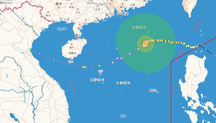 海南台风纳沙最新消息今天路径图：明或在琼登陆将现大暴雨