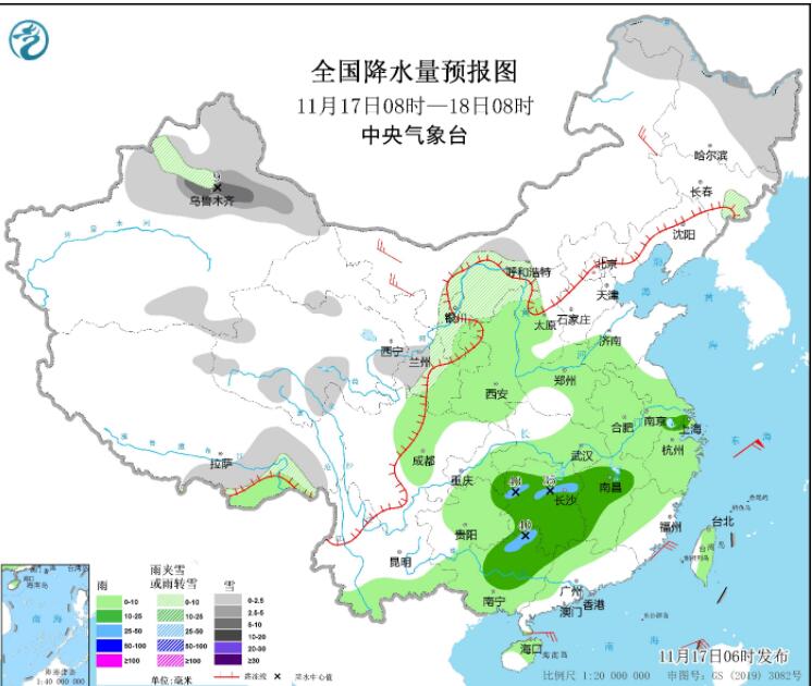 冷空气开始从西向东影响我国 江浙沪湘皖桂等有较强降雨
