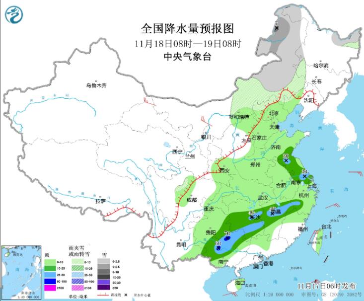 冷空气开始从西向东影响我国 江浙沪湘皖桂等有较强降雨