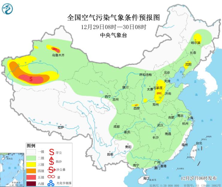 12月27日环境气象预报：今直至元旦华北黄淮等霾将逐渐加重