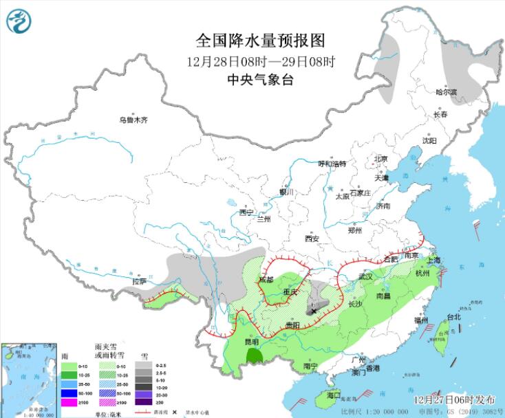 今起3天西南江南华南等有雨雪过程 贵州湖南局地大到暴雪