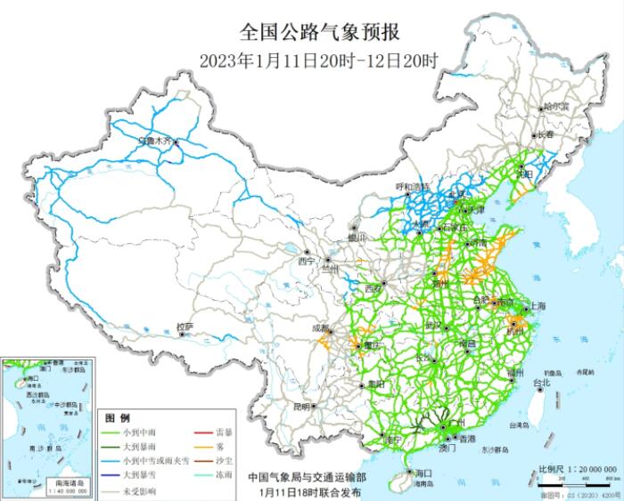 2023全国交通天气最新预报：1月12日高速路况最新实时查询