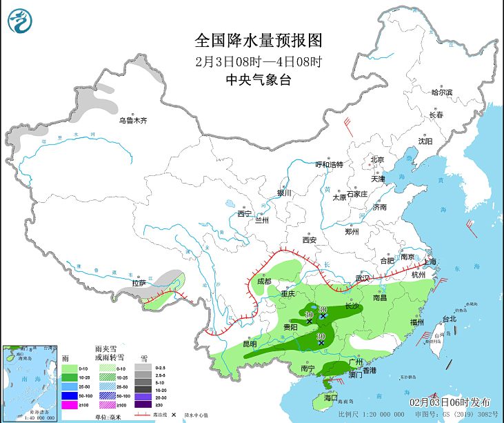 南方有持续性阴雨天气 西藏新疆等地有雨夹雪天气