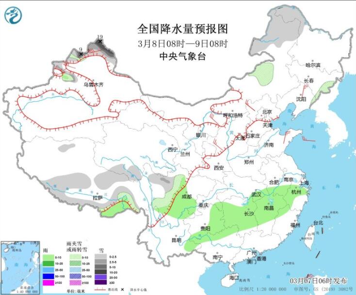 西南部分地区仍有阴雨 强冷空气将袭新疆迎强风降温 
