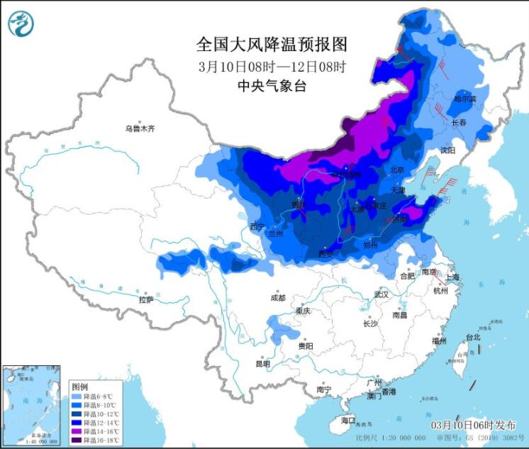 寒潮来袭我国大部降温可超16℃ 沙尘暴预警继续发布